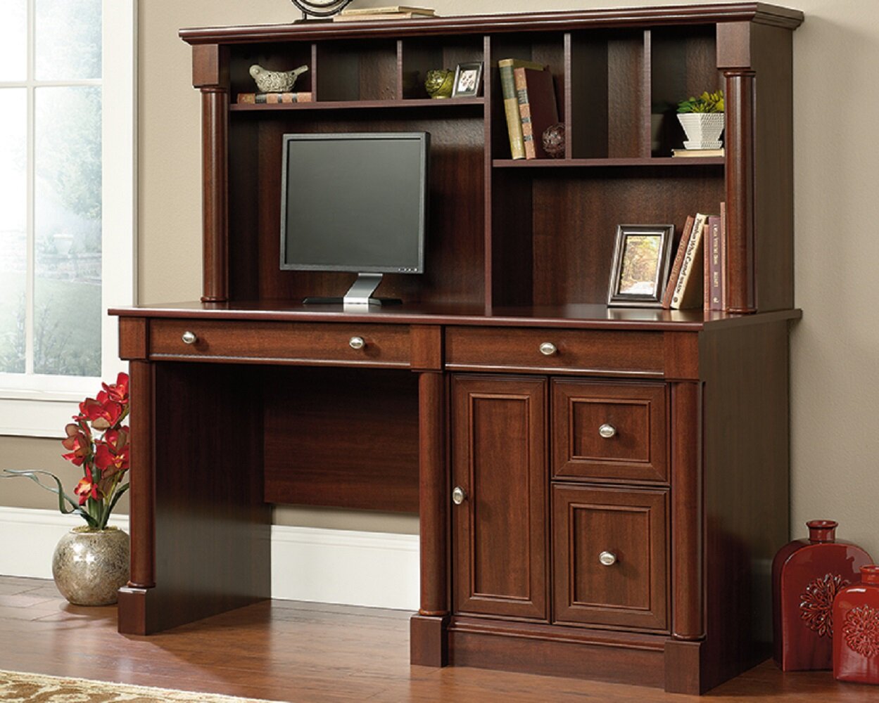 Red Barrel Studio® 59 Computer Desk with Storage Bookshelf, Home Office Desk  with Hutch, Writing Desk