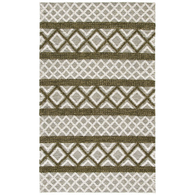 Geometric Hand-Woven Wool and Cotton Area Rug