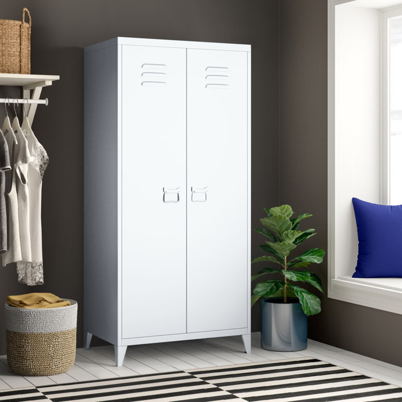 Buchheit 2 Door Steel Wardrobe, White