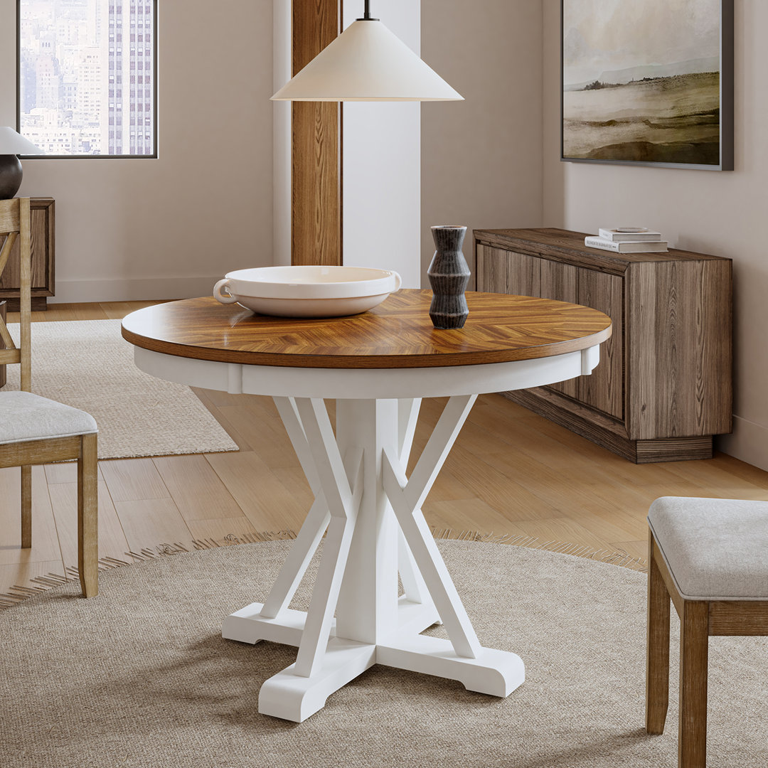 Amoz 42" Pedestal Round Solid Wood Frame Dining Table Gracie Oaks 