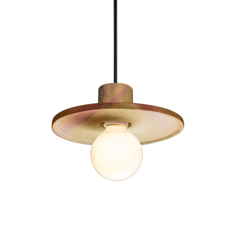 Luminaire suspendu 1 lumière Juliea, Ardoise jaune récolte, Noir mat
