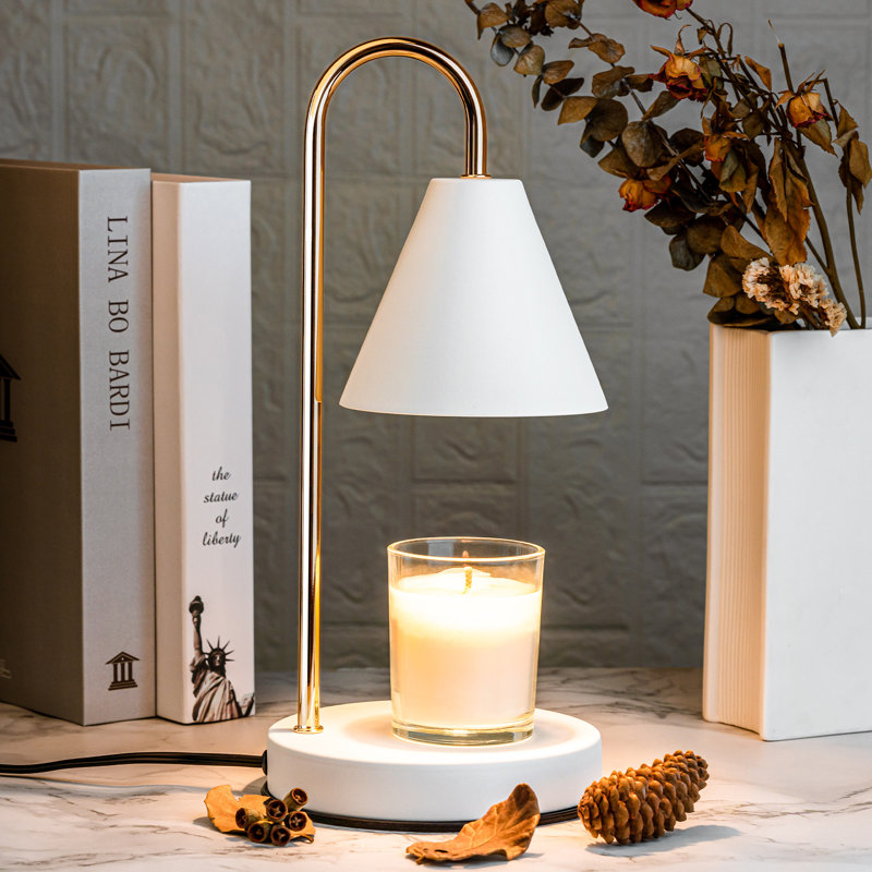 Candle Warmer Lamp with Timer, Dimmable, Adjustable Height - Electric Top Down Melting for All Jar Candles - Home Decor Wax Melter Light (Includes 2 Halogen Bulbs)