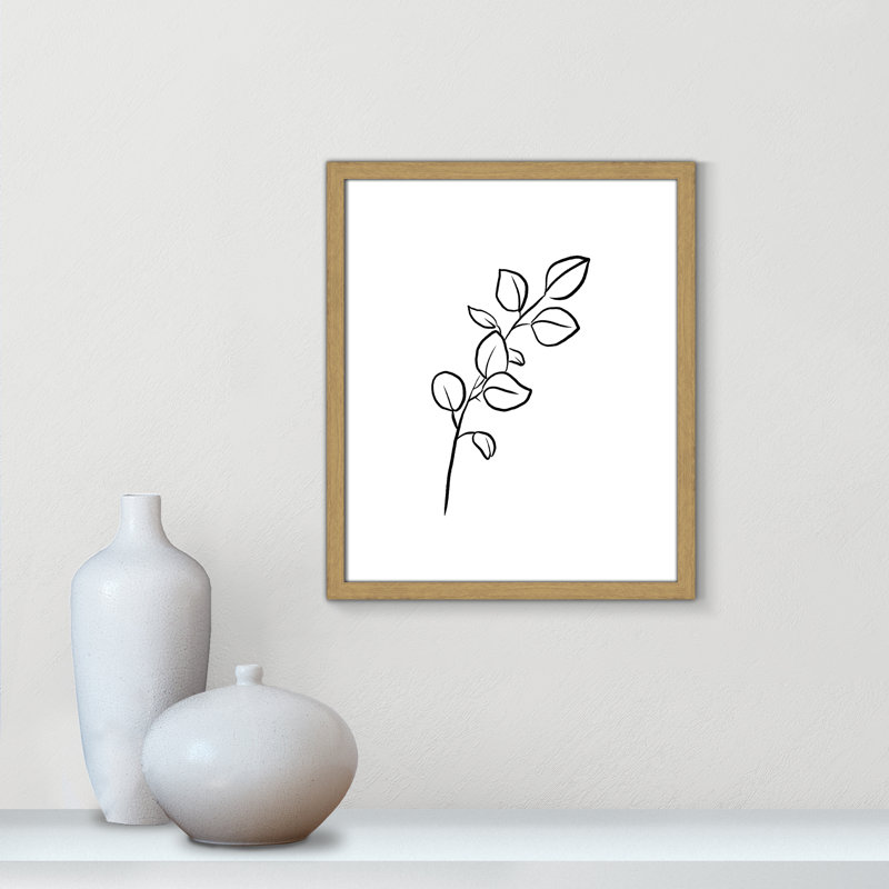 Simple Flowers " Simple Flowers 3 ", Beige Wood Framed Paper, 19" H x 16" W x 0.75" D