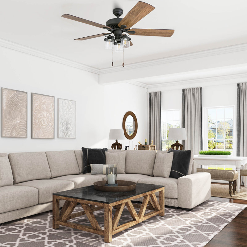 Arlea 52" Ceiling Fan with LED Light, 3 Speed Remote