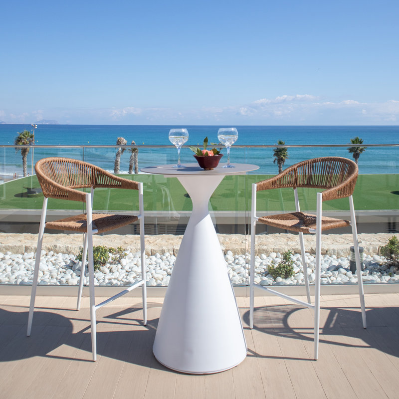 Kiser Patio Dining Armchair with Cushion, White