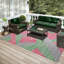 Tapis rose / gris / vert abstrait tissé à la machine-2108656257