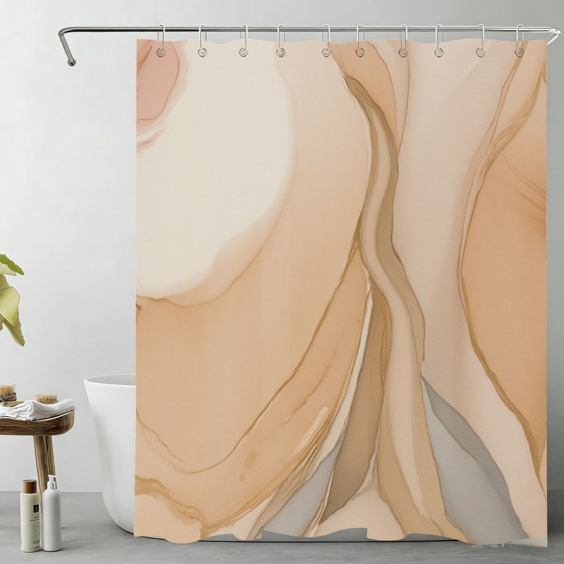 Rideau de bain abstrait abstrait beige 72 x 72 po / 180 x 180 cm avec crochets