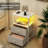 Bedside Table With Charging Station, LED Light And 2 Fabric Drawers