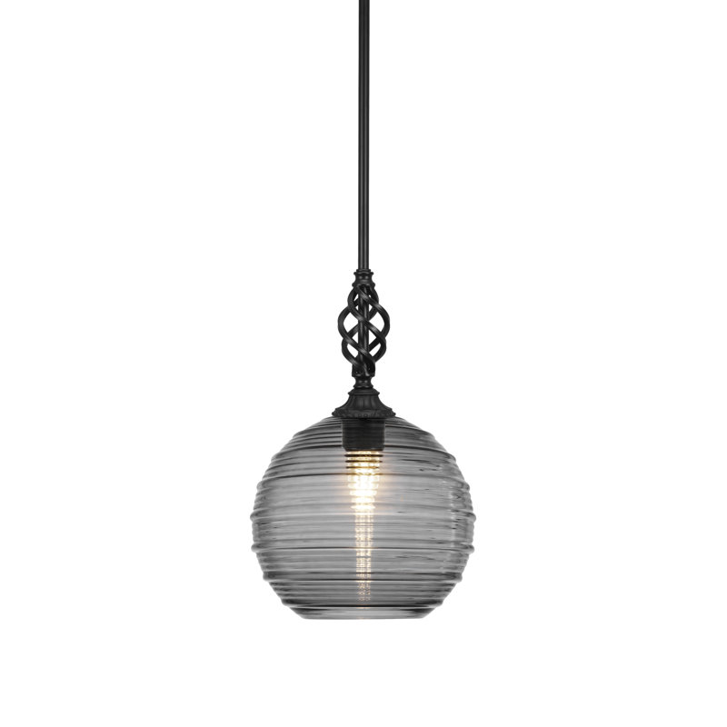 Eleganté Stem Hung Mini Pendant, Gray, 15" H x 10" W x 10" D