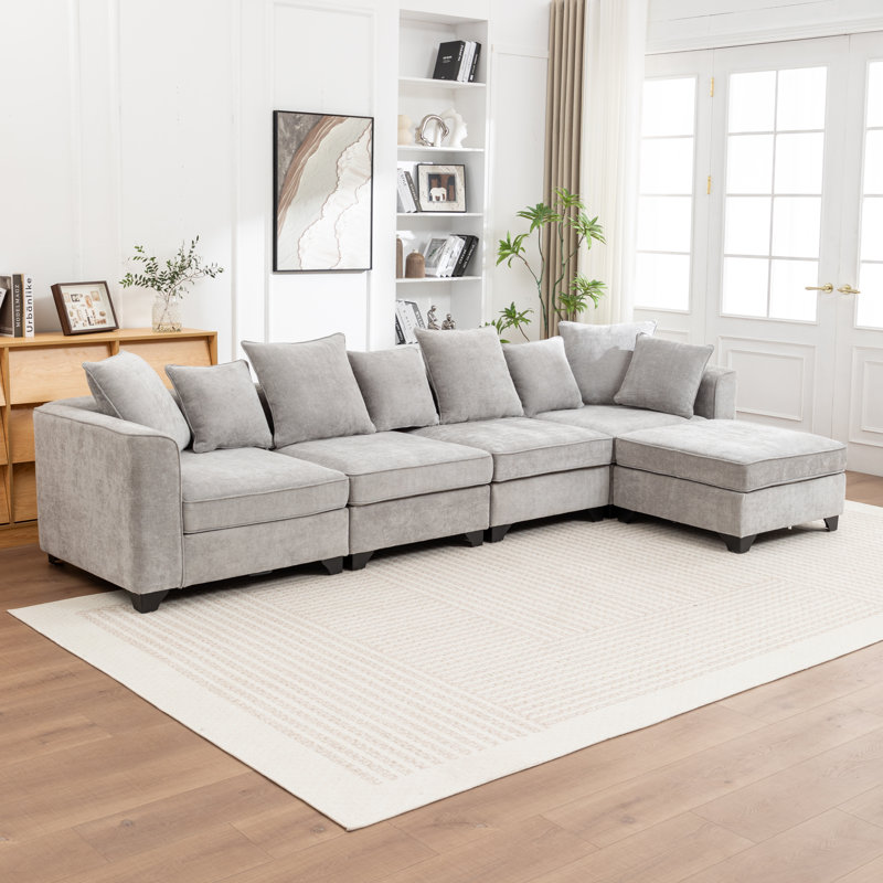Bennett 5- Piece Sectional Sofa With Ottoman, Gray