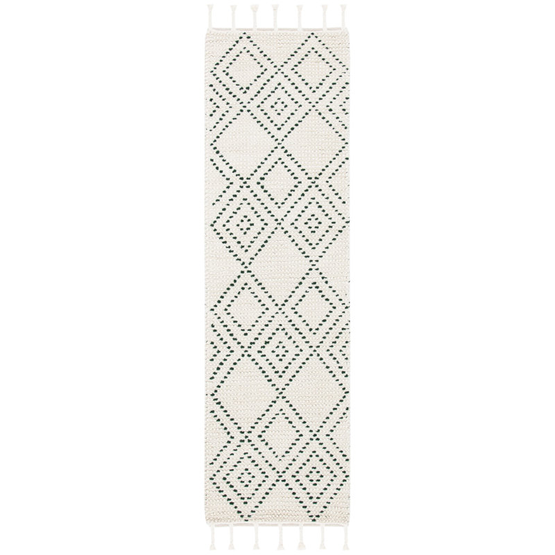 Meisner Hand Loomed 80% Wool, 20% Cotton Geometric Rug, Runner 2'3" x 8'