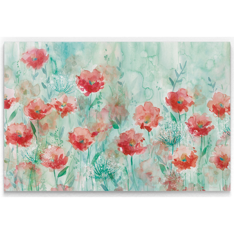 " Poppies And Queen Anne ", 24" H x 36" W x 1.5" D