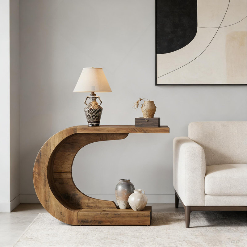 Table de couloir contemporaine, console moderne, table basse en forme de C