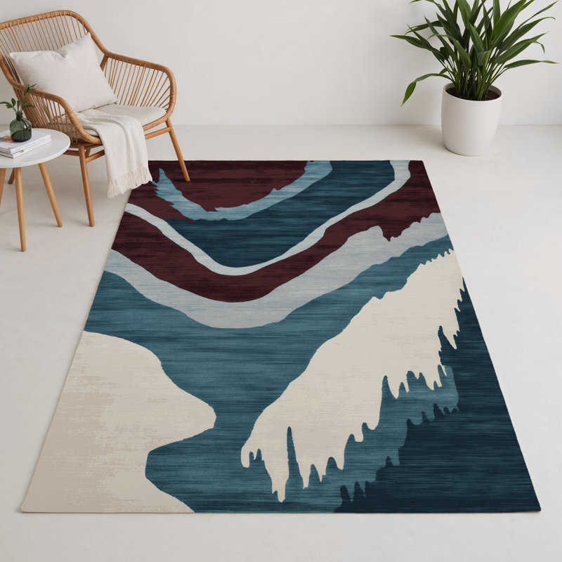 Watercolor Purple Indoor and Outdoor Area Rug, Rectangle 5' x 7'