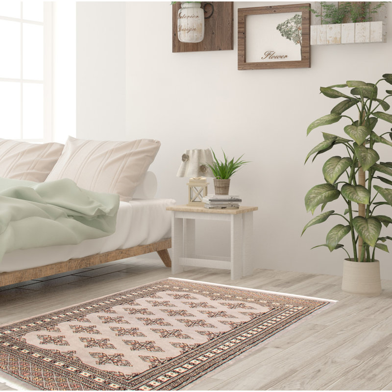 Tapis gris Malechi Peshawar Bokhara 2 pi 8 po x 3 pi 10 po