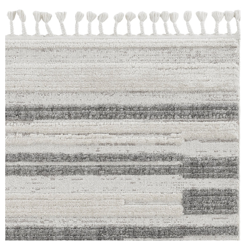 Tapis abstrait gris et ivoire, Rectangle 12 pi x 15 pi