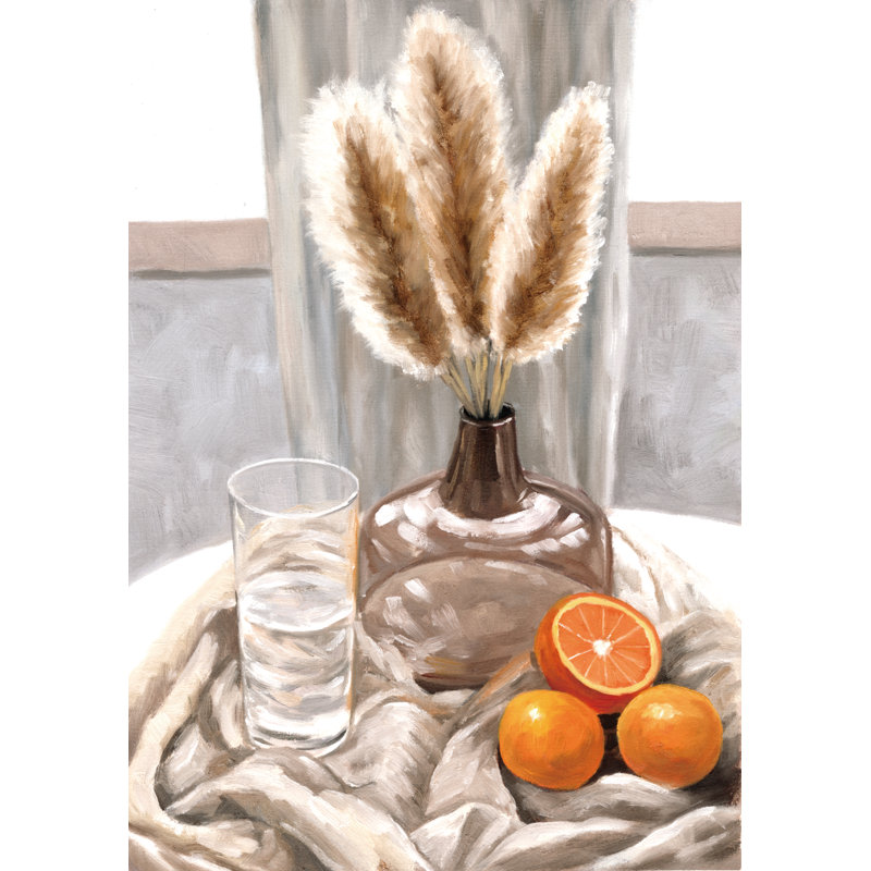 Oranges at Breakfast by Unknown, White Single Picture Framed Paper, 12" H x 8" W, White