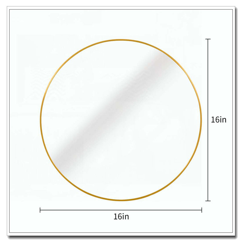 Metal Round Bathroom Mirror, Gold