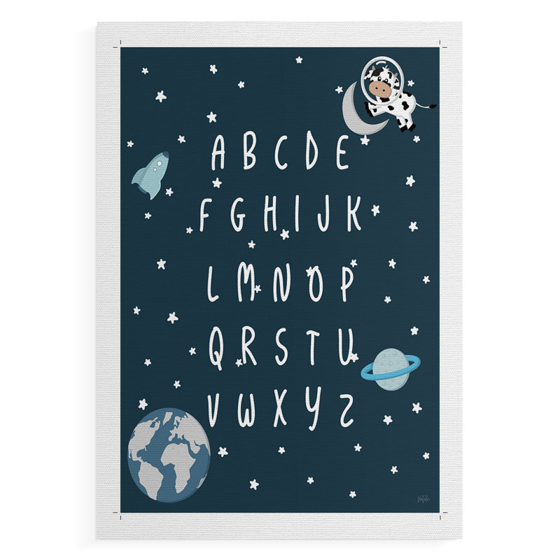 Space Cow Alphabet - Impression sur toile seulement - NON-CADRE, H 36 po x l 24 po