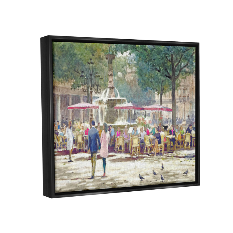 «People At Parisian Cafe» par Steve Hunziker, H 17 po x l 21 po x P 1,7 po, Cadre flottant noir de jais