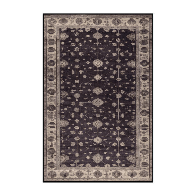 Tapis noir surteint lavable à la machine, Rectangulaire 2 pi x 4 pi