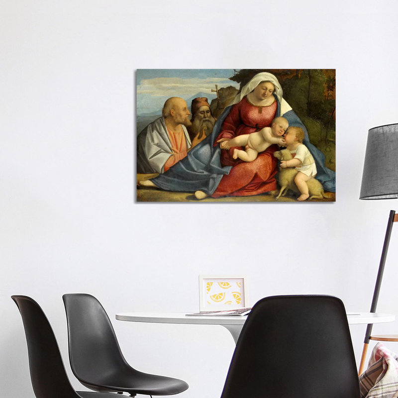 Madonna And Child, Little John The Baptist, Peter And Anthony The Hermit - Wrapped Canvas Print