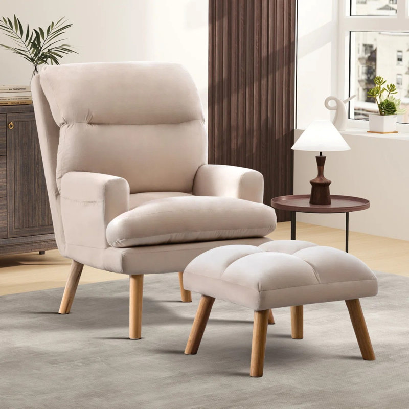 3-Piece Velvet Living Room Set Two Reclining Accent Chair with Ottoman & a Convertible Sofa Bed