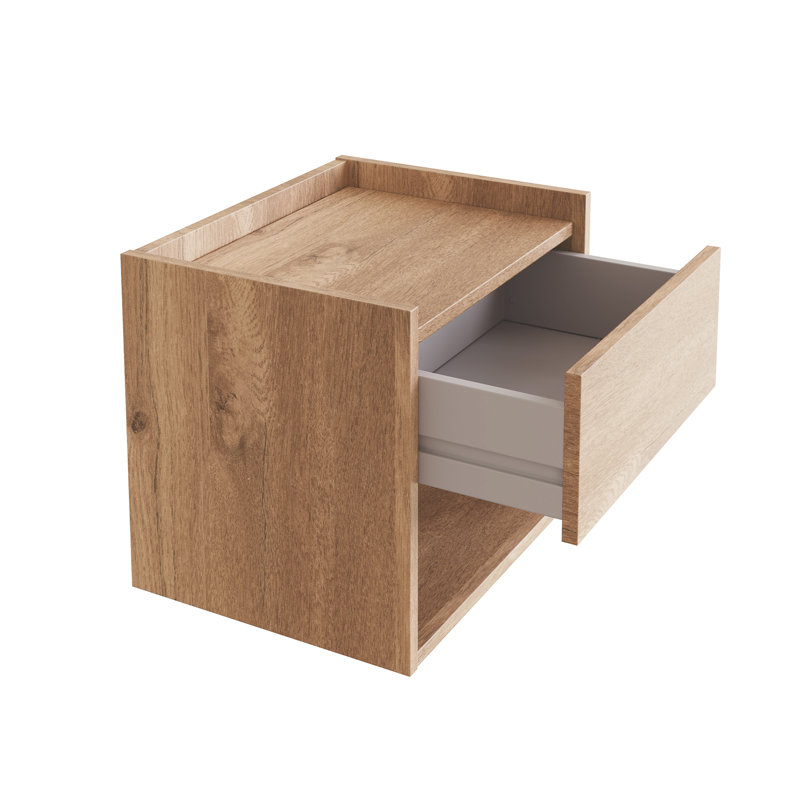 Beare 43cm W Manufactured Wood Bedside Table, Oak