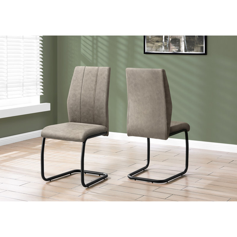 De 2 sièges de salle à manger rembourrés, tissu taupe, métal noir, hauteur 39 po, moderne pour la cuisine et la chambre