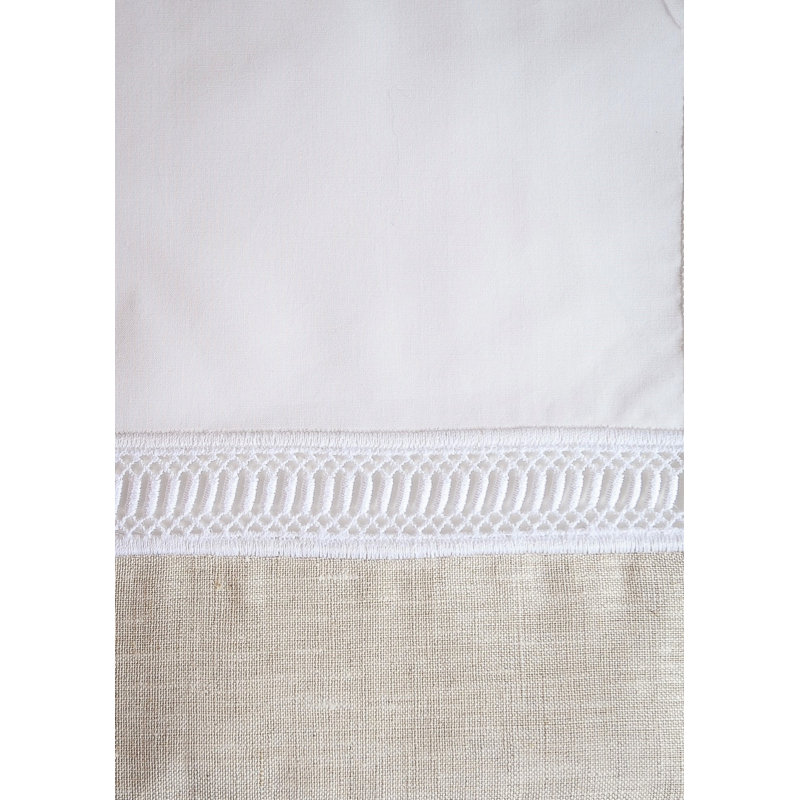 Linea Linen Tablecloth, White/Gray, 144" L x 72" W