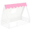 Lit simple en bois massif blanc et rose avec tente et garde-corps pleine longueur pour tente de tipi taille, design, couleur, sommeil sécuritaire