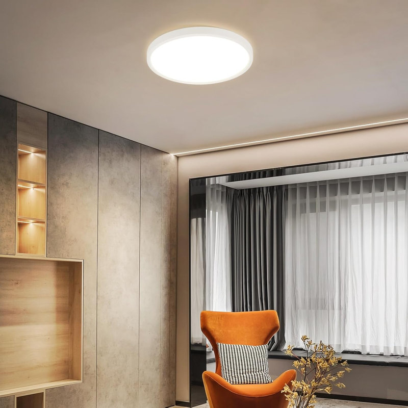 LED Semi Flush Mount, 2" H x 30" W x 30" D, Stainless Steel