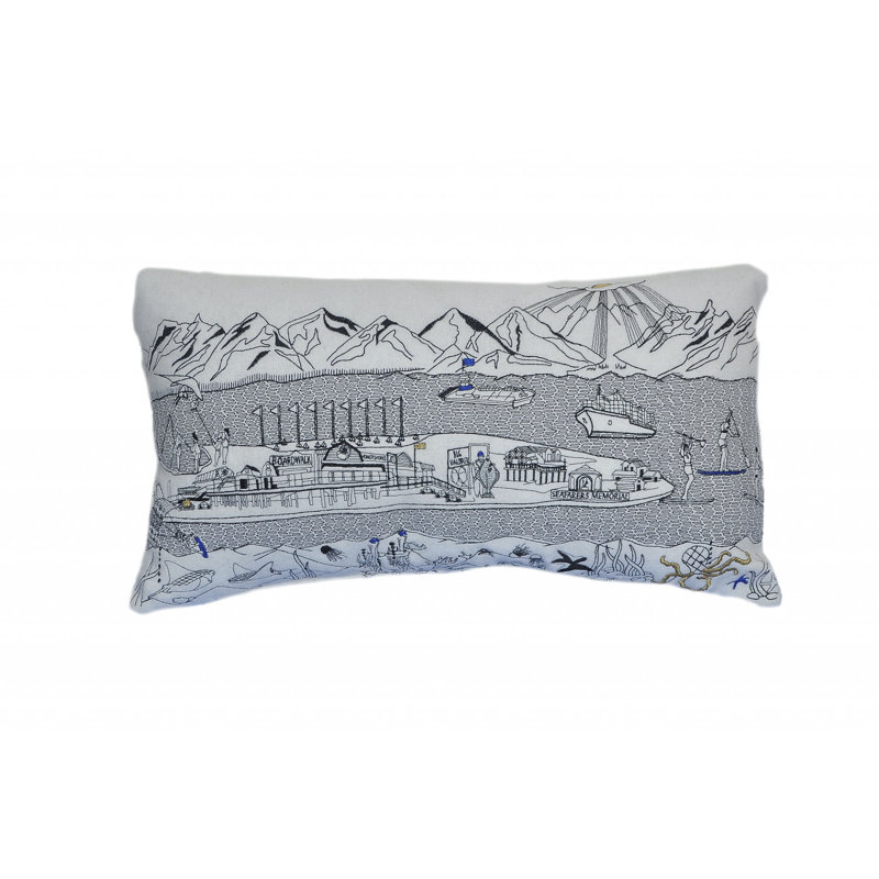 Coussin lombaire 24 po London Nighttime Skyline, Blanc / gris