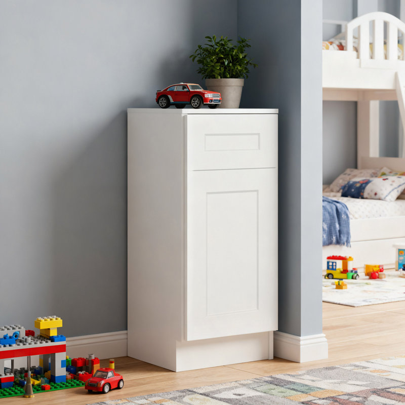 Armoire de base 12 po avec porte à fermeture en douceur, tiroir, unité en bois massif peu encombrante avec tablette réglable pour la cuisine, la salle de bain, la buanderie et le garage (l 12 po x P 24 po x H 34,5 po)
