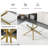 Elegant 71" Modern Retro Dining Table Set For 4-8, Rectangular Glass Top Dining Table With Stainless Steel Base & Velvet Arm Chairs, Multi-Purpose Kitchen Dining Room Furniture For Gathering, Living Room, Restaurant-1483401529-1483401534