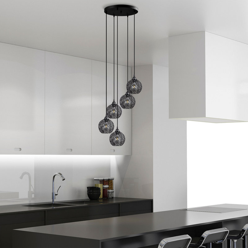Luminaire suspendu en grappe à 5 lumières
