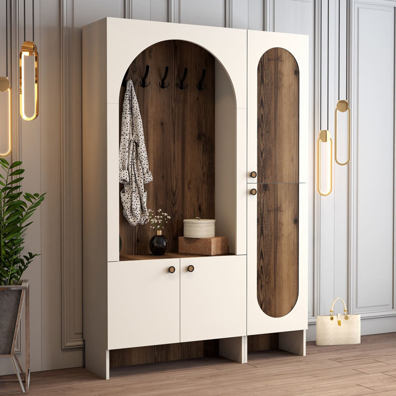 Almendarez Hall Stand, Cream/Walnut