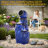 29" Ceramic Outdoor Water Fountain with LED Lights,  Dynamic Wavey Cascading Waterfall-1406449479