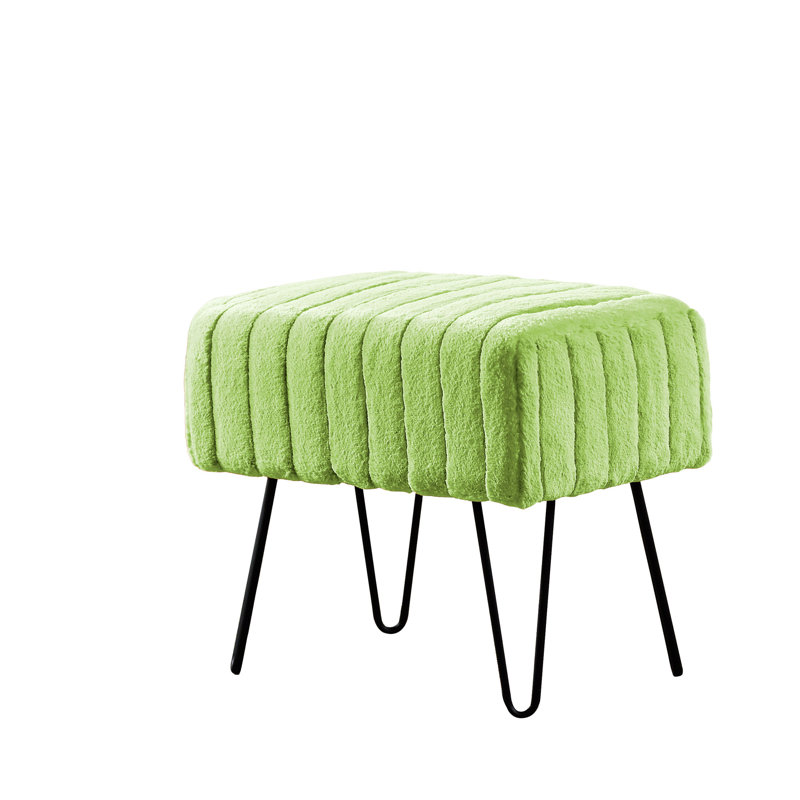 48.3cm Wide Rectangle Solid Colour Standard Ottoman, Nile Green Faux Fur
