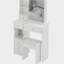 Petit meuble-lavabo de 29,2 po avec tiroir à gauche et tabouret rembourré, très grand miroir coulissant à droite, rangement multi-couches à grande capacité, commode pratique et pratique, convient aux petits espaces-635895450