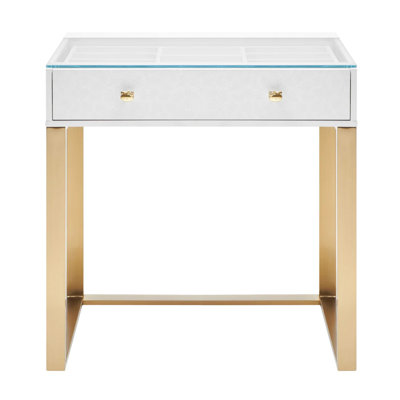 Hello Kitty SlayStation Mini Vanity Table with Clear View Glass Top, Double Decker Drawers with Preset Compartments