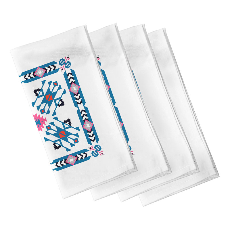 Chemene Polyester Geometric Square Napkin, Blue