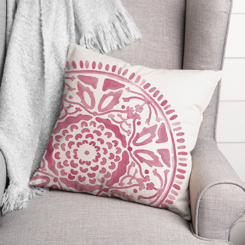 Outdoor Reversible Throw Pillow, Pink, Floral 5