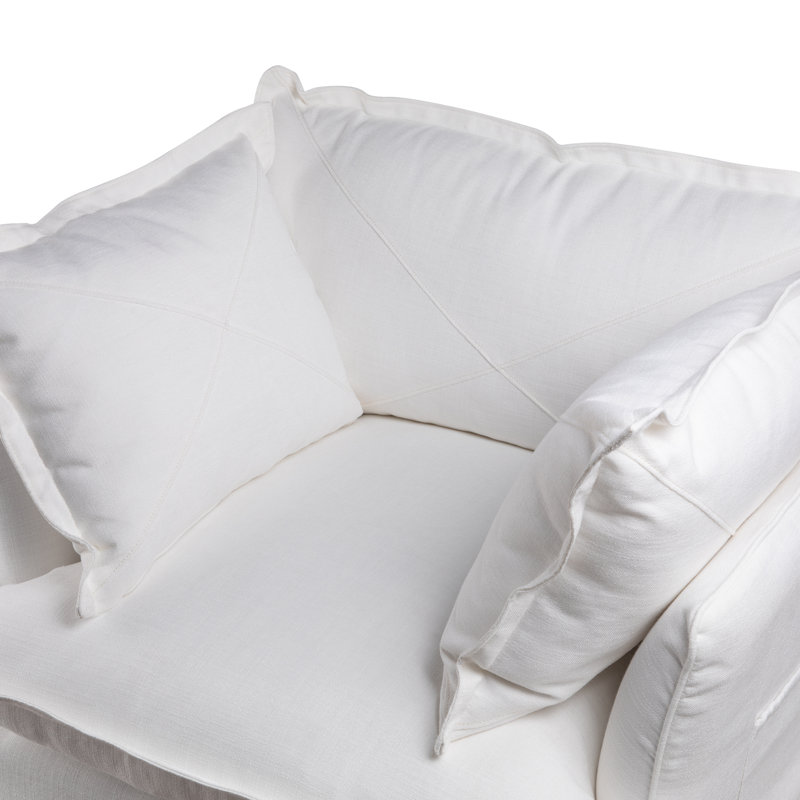 Fauteuil surdimensionné 38 po avec accoudoirs, Mélange de polyester blanc