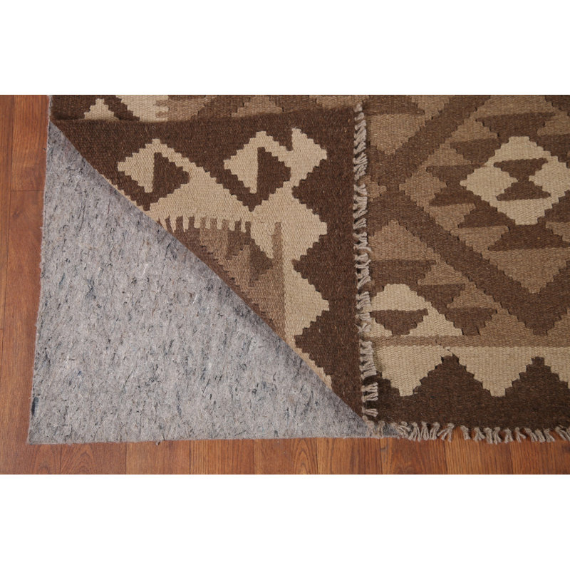 Brown Kilim Reversible Wool Area Rug 7x10