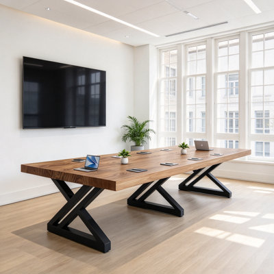 10-person solid wood rectangular conference table