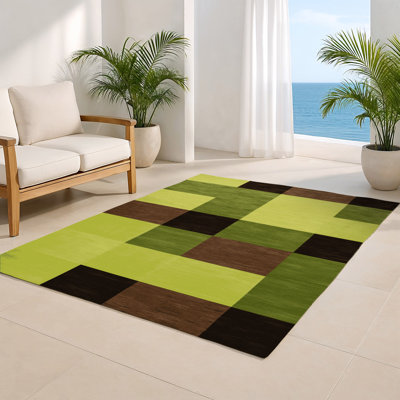 Tapis d'intérieur et d'extérieur à carreaux vert
