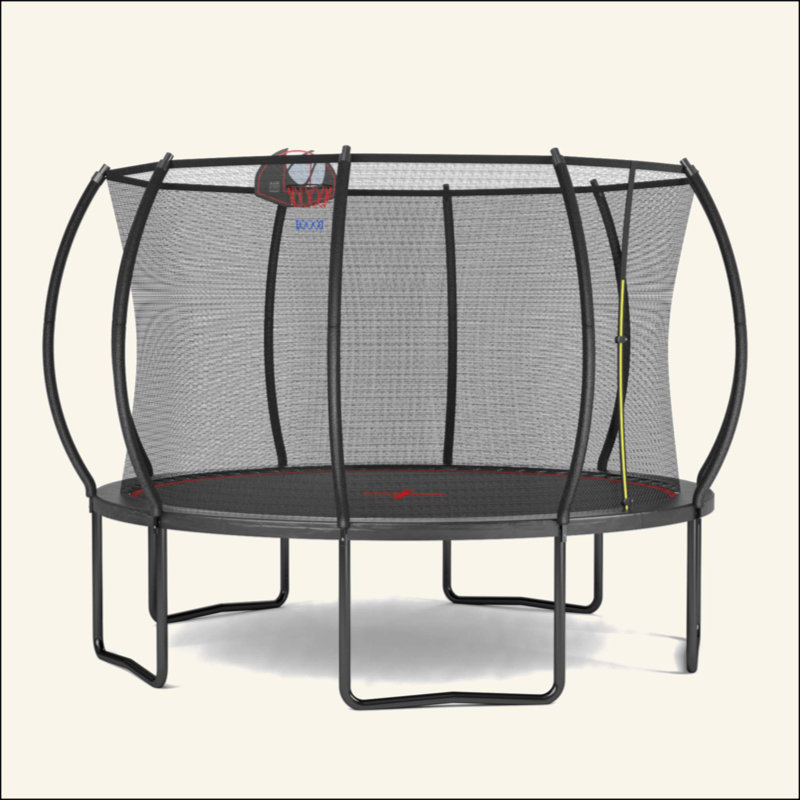 Trampoline 12 pi avec cadre galvanisé à haut trempage et poteaux incurvés pour une sécurité et une durabilité accrues