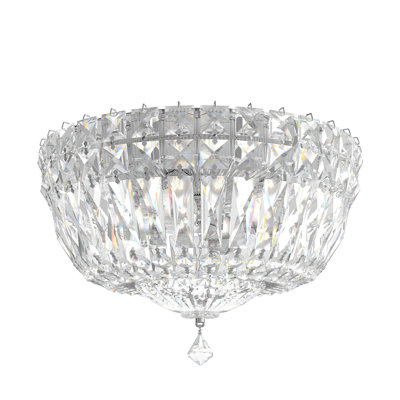 Petit Crystal Deluxe 4 Light 10in x 7in Flush Mount in Silver with Clear Radiance Crystals