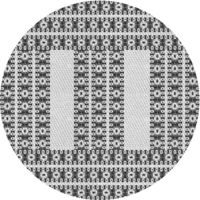 Tapis noir/blanc cassé tissé à la machine, Rond 6 pi